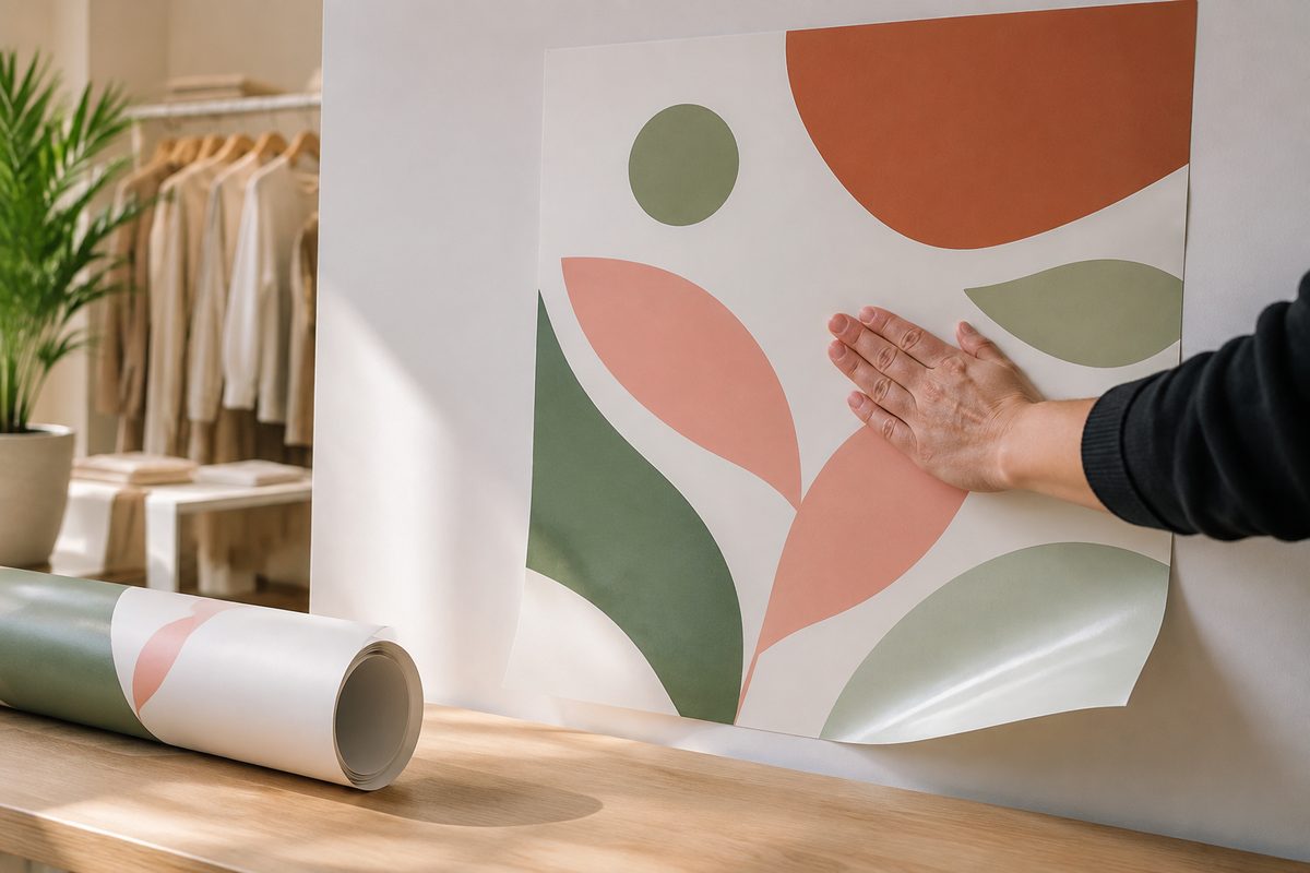 Adhésif vinyle monomère blanc imprimé et découpé par KOOPRINTA