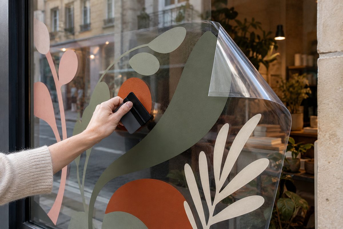 Adhésif vinyle polymère transparent imprimé et découpé par KOOPRINTA