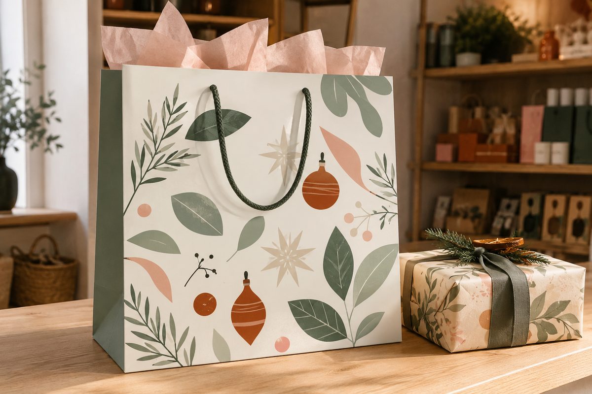 Sac cadeau de Noël imprimé en quadrichromie par KOOPRINTA