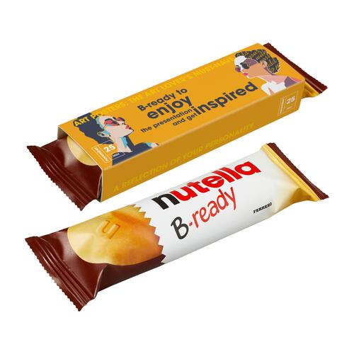 Barre nutella B-ready personnalisée avec emballage imprimé en quadrichromie par KOOPRINTA
