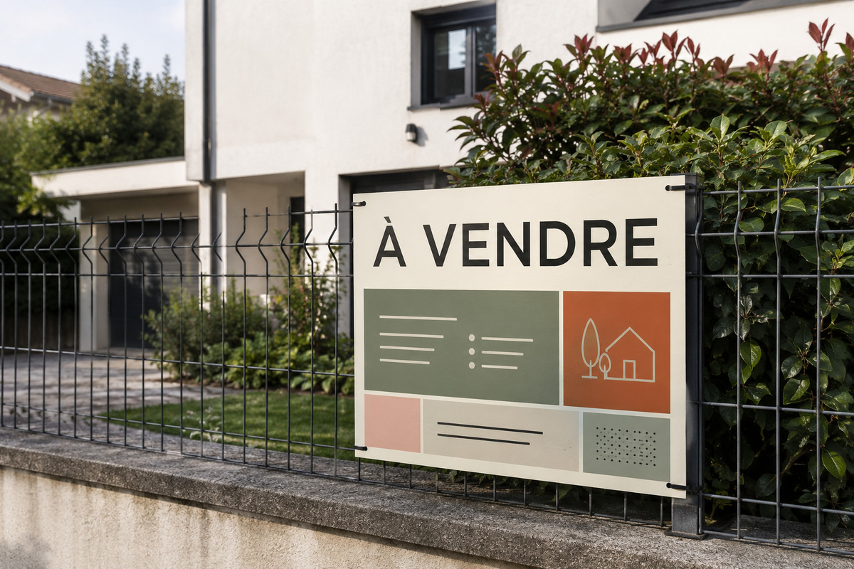 Panneau immobilier double V imprimé par KOOPRINTA