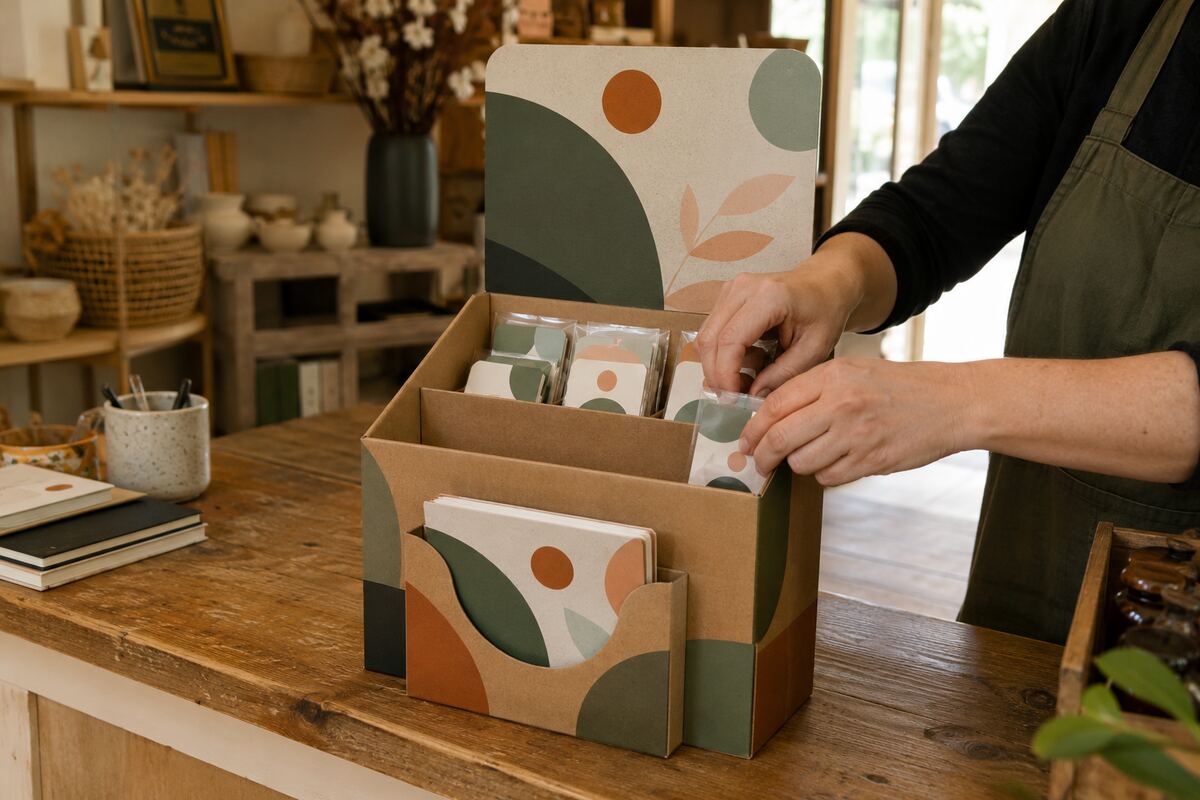 Box 3 en 1 de comptoir imprimé en quadrichromie par KOOPRINTA
