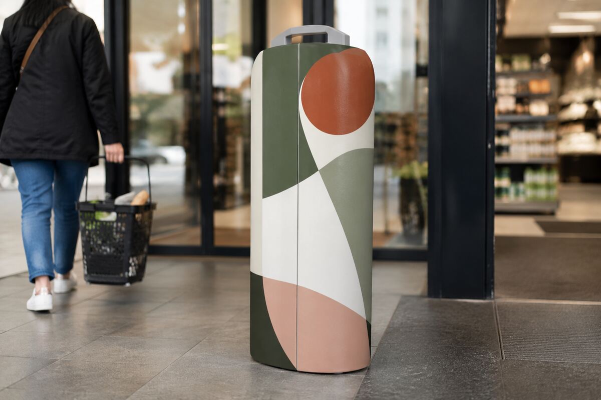 Cache borne elliptique imprimé en quadrichromie par KOOPRINTA