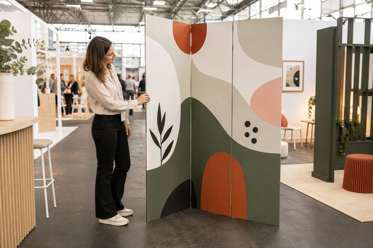Totem triptyque de sol imprimé en quadrichromie par KOOPRINTA