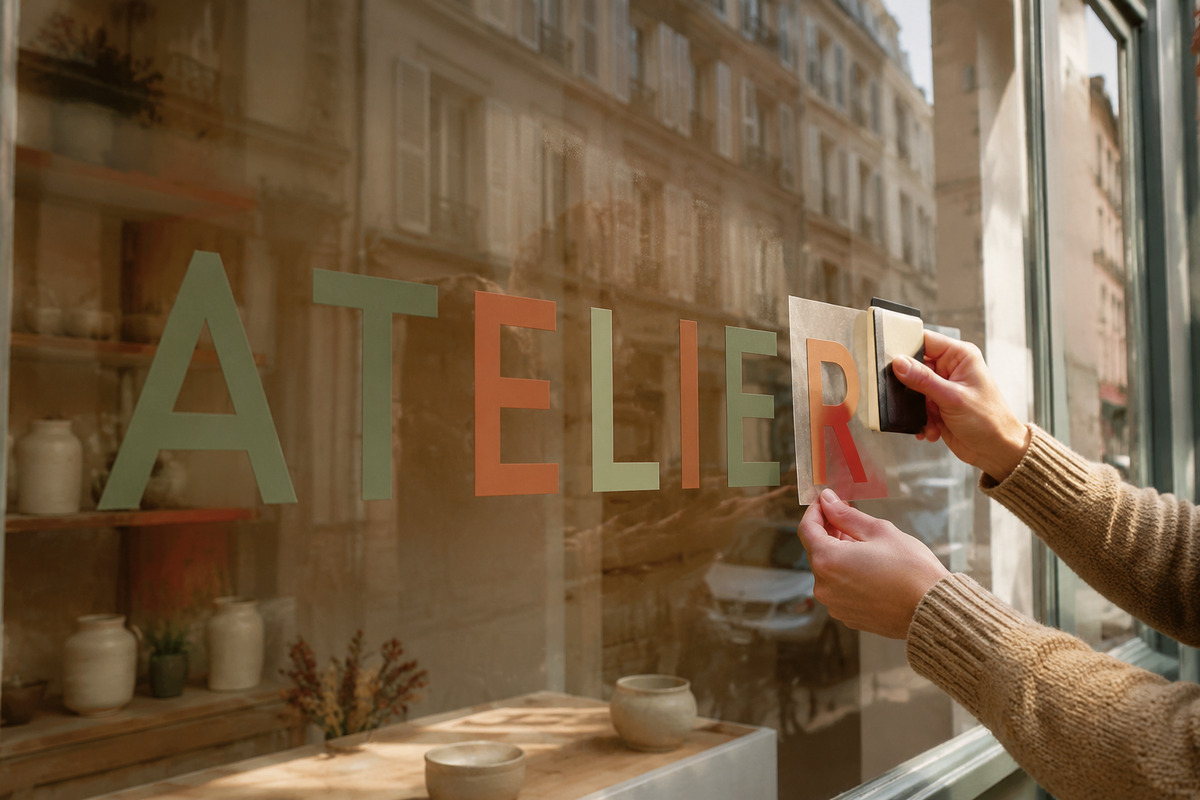Lettrage adhésif vitrine personnalisé imprimé par KOOPRINTA