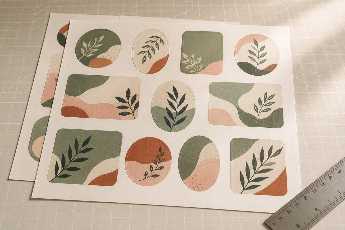 Planche de stickers A4 imprimée et découpée par KOOPRINTA