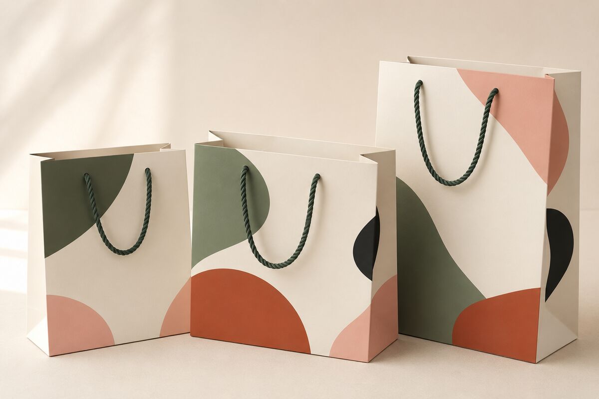 Papiertüte mit Kordelgriff CLASSIC, im Vierfarbdruck bedruckt von KOOPRINTA