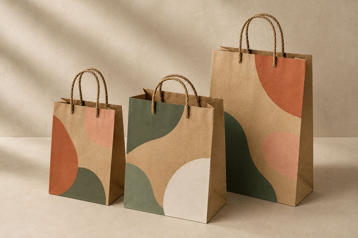 Shopper di carta con cordoncino ECO stampato in quadricromia da KOOPRINTA