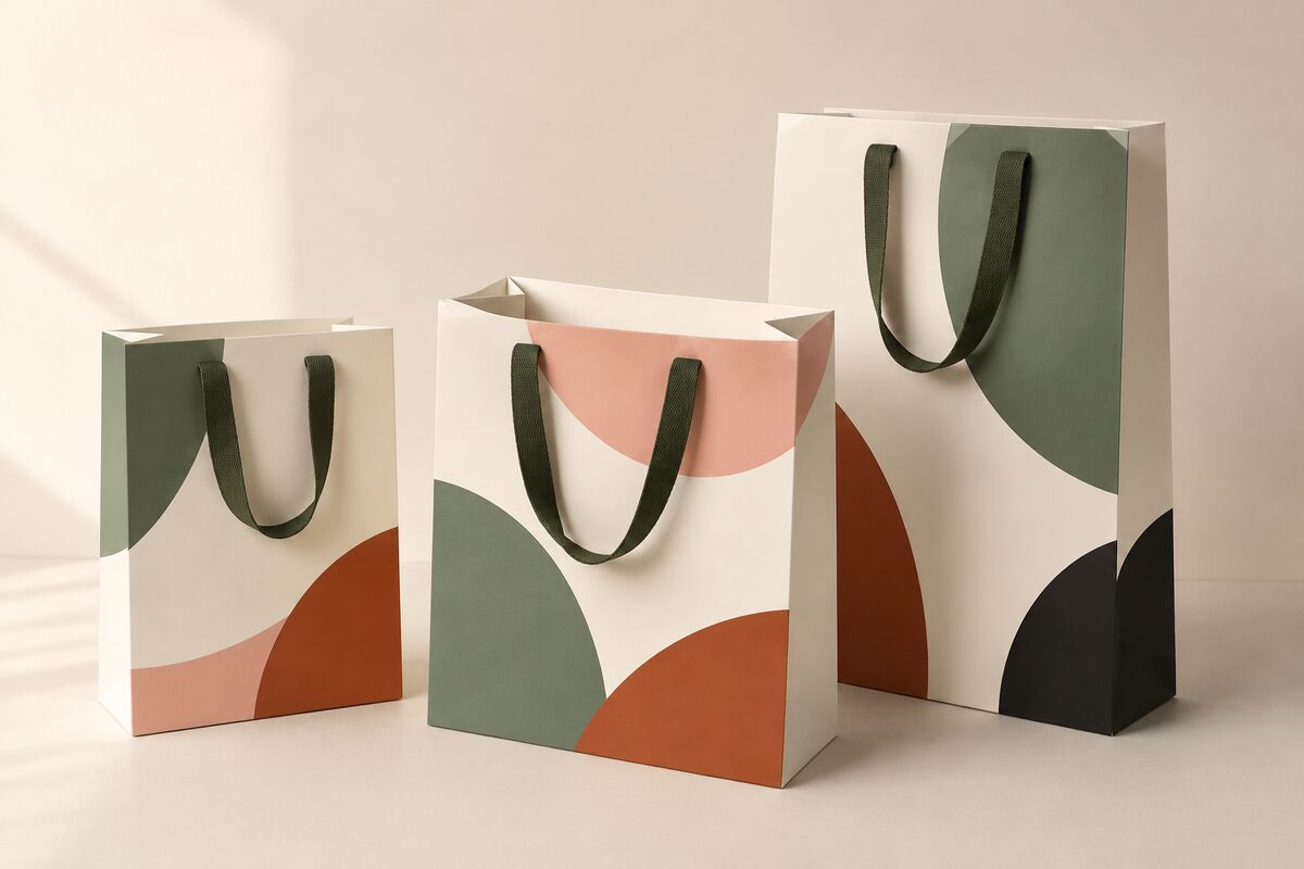 Shopper di carta con cordone in tessuto CLASSIC stampato in quadricromia da KOOPRINTA