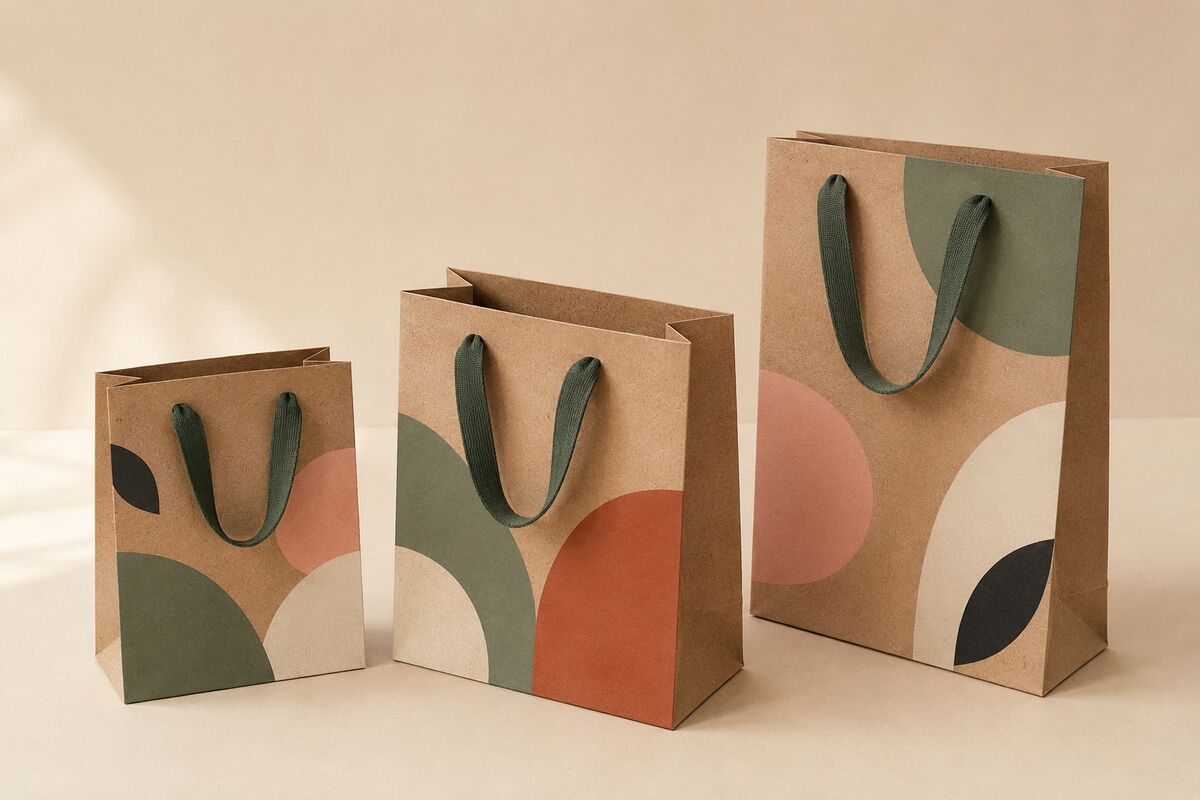 Shopper di carta con cordone in tessuto ECO stampato in quadricromia da KOOPRINTA